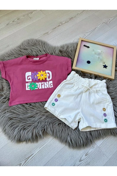 CYBER Kız çocuk şortlu alt üst takım