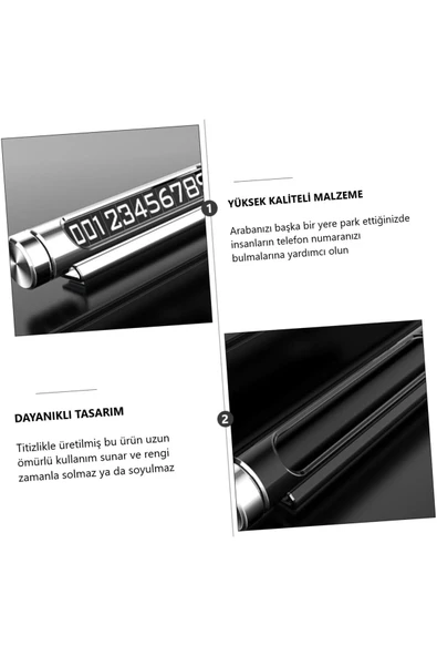 Otomatik Işık Algılamalı Geçici Park Telefon Numaratörü Fosforlu Araç İçi Plaka - 4