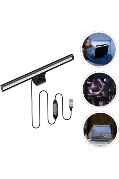 Laptop Üstü Ekran Işığı LED Göz Koruyucu Masaüstü Klipsli Ekran Lambası 3 Renk Parlaklık Ayarlı USB