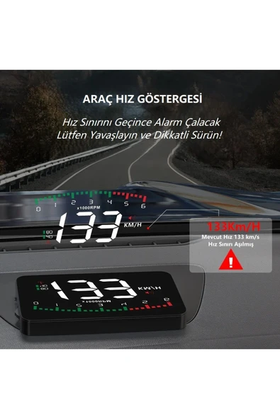 HUD Head-Up Display OBD Hız Göstergesi Dijital Ekranlı Araç Göstergesi Hız Voltaj Yağ Sıcaklığı - 2