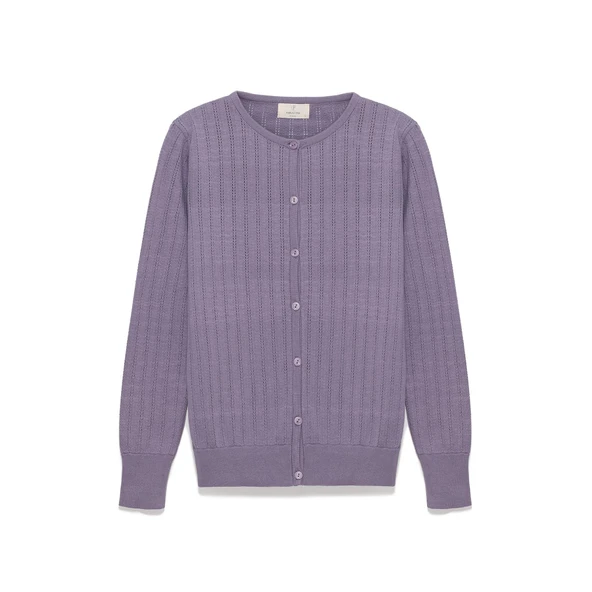 Peraluna Celine, Ajur Örgülü Kadın Triko Hırka - LAVANTA - Resim 9