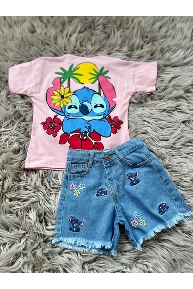 CYBER Kız çocuk kot şortlu alt üst takım - 2