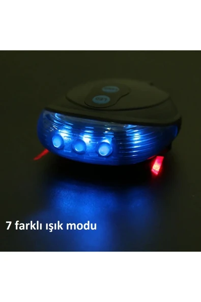 Lazer Güvenlik Işıklı Bisiklet Lambası Arka Led Ikili Lazer 7 Mod Çakarlı - 4