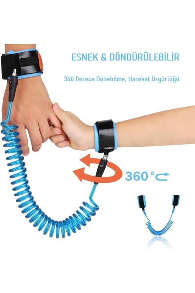 Çocuk Güvenlik Bilekliği Kaybolma Önleyici Esnek Bileklik Ayarlanabilir Konforlu Tasarım 360 Derece - 3