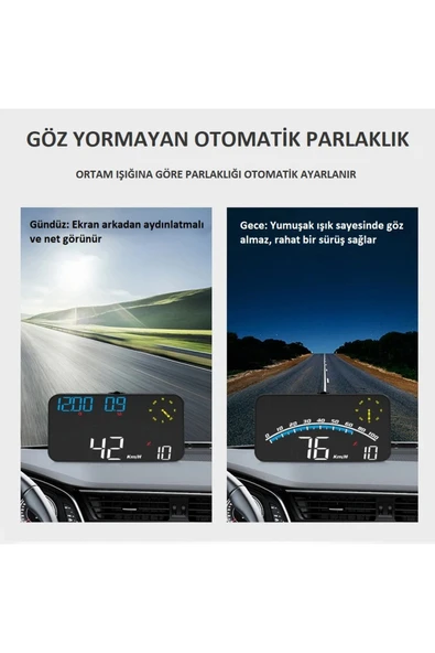 Araba HUD Head-Up Display Dijital Hız Göstergesi GPS Destekli Yol Bilgisayarı Ön Cam Ekran Projektör - 4