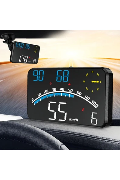 Araba HUD Head-Up Display Dijital Hız Göstergesi GPS Destekli Yol Bilgisayarı Ön Cam Ekran Projektör