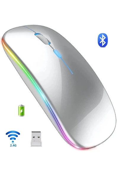 HUAWEI MatePad 11''Tablet Uyumlu Şarjlı RGB 2.4Ghz Kablosuz Bluetooth Mouse Sessiz Tıklama Dual Mode