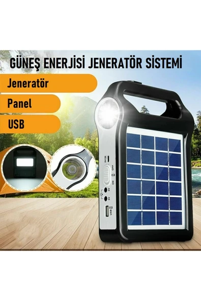 Güneş Enerjili Solar Taşınabilir Powerbank Jeneratör USB Şarj Acil Durum İçin Kamp Feneri - 2