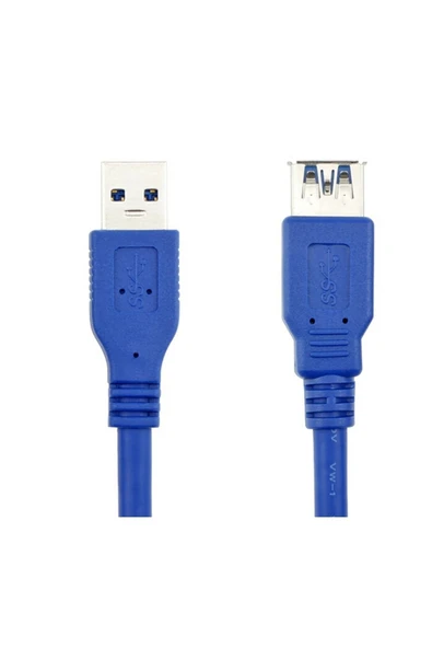 USB 3.0 Erkek Dişi Uzatma Kablosu 1 Metre Hızlı Veri Aktarımı Mavi Renk - 3