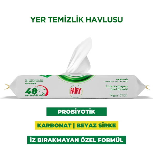 Fairy Çok Amaçlı Mop Uyumlu Yer Temizlik Havlusu 50 Yaprak | Limon Yağlı | Beyaz Sirke Karbonat - 2