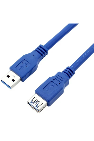 USB 3.0 Erkek Dişi Uzatma Kablosu 1 Metre Hızlı Veri Aktarımı Mavi Renk - 2