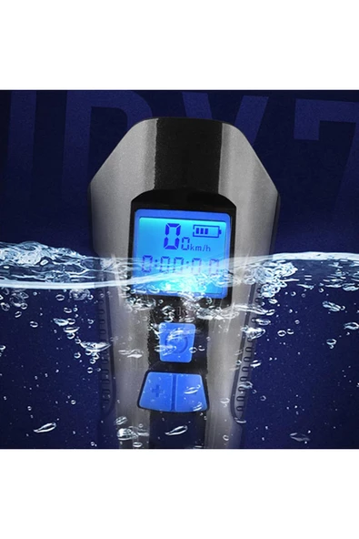 120DB Bisiklet Korna Far 6 Zil Sesi 5 Sürüş Modu Ekranlı Çok Fonksiyonlu Kilometre Saati USB Şarjlı - 5