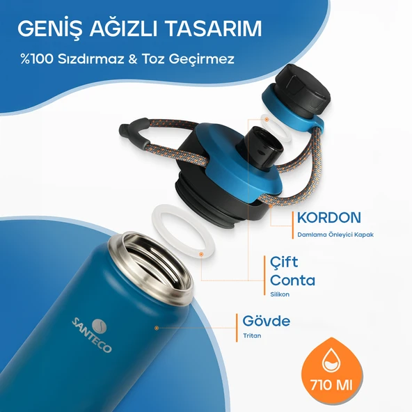 Santeco Ktwo Sporcu Termosu 710 Ml-Mavi - 5