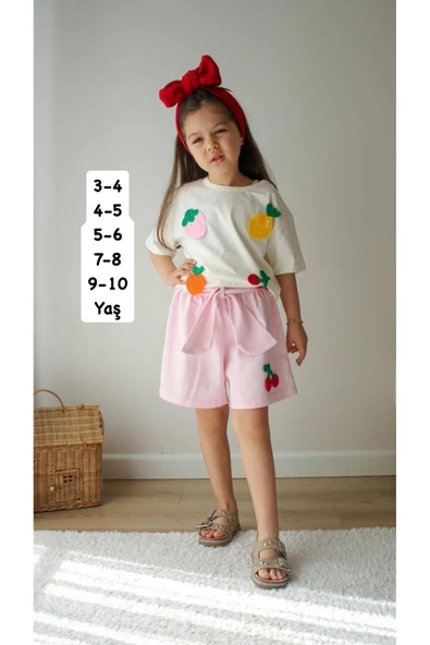 CYBER Kız çocuk meyve detaylı alt üst takım - 2