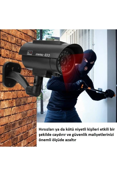 Güneş Enerjili Gerçekçi Görünümlü Güvenlik Kamerası Led Işıklı Gerçekçi Görünüm Dış Mekan - 3