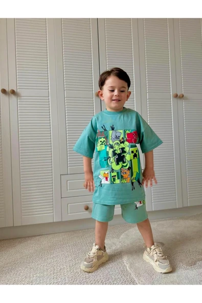CYBER çocuk  baskılı penye alt üst takım - 3