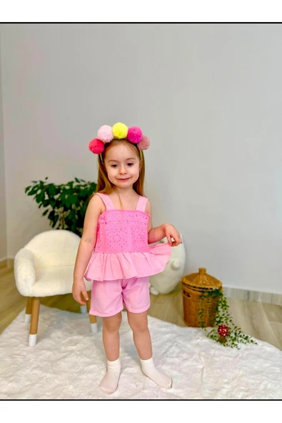 CYBER Kız Çocuk Dokuma Kumaş Pamuklu Alt Üst Takım - 3