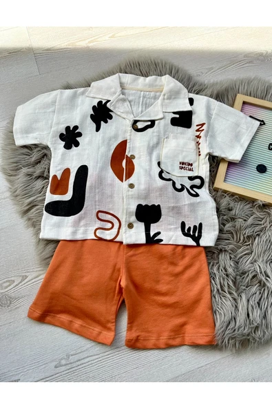 CYBER çocuk gömlek şort takım