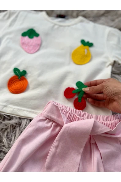 CYBER Kız çocuk meyve detaylı alt üst takım - 3