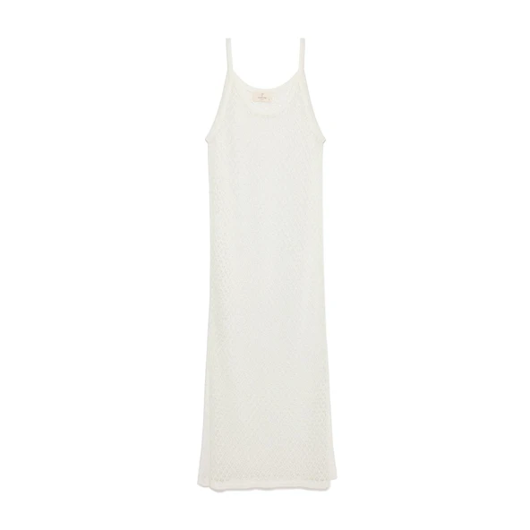 Peraluna Angel, Ajurlu, Kadın Uzun Triko Plaj Elbisesi - EKRU - Resim 9