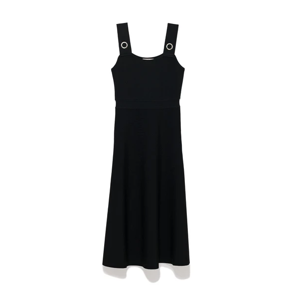 Peraluna Madison Kadın Yazlık Rayon Triko Elbise - SİYAH - 10