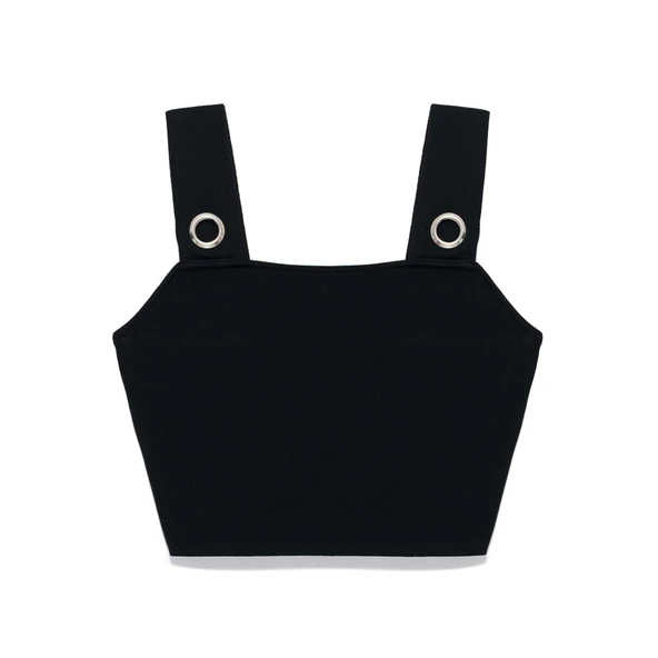 Peraluna Martha, Düz Örgü, Geniş Askılı Kadın Rayon Triko Bralet  - SİYAH - 8