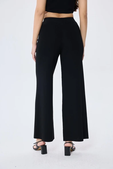 Memphis Trouser Kadın Rahat Kesim Triko Pantolon - SİYAH - 6