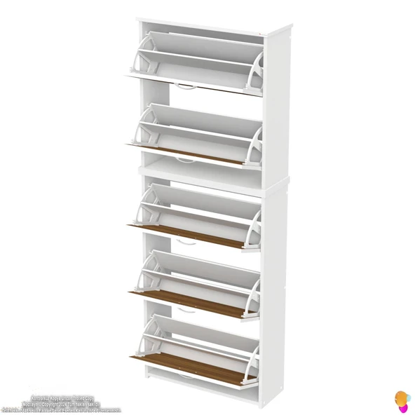 Modilayn VERVE Antre 52x194x26 cm lik 5 Düşer Kapak 10 Göz Bölmeli Ayakkabılık - 7