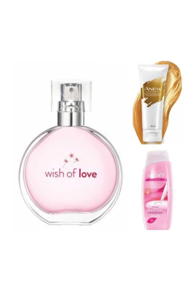 Wish Of Love Kadın Edt 50ml Anew Altın Içeren Soyulabilen Yüz Maskesi 75ml Senses Duş Jeli250ml