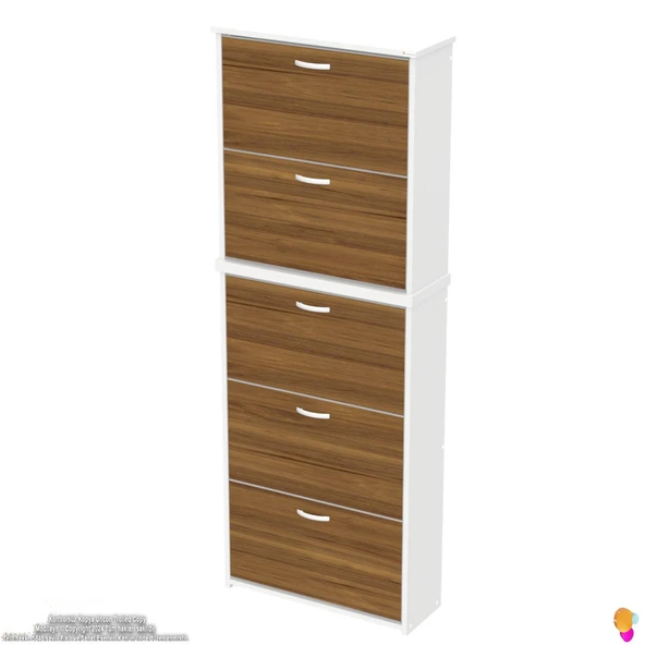 Modilayn VERVE Antre 52x194x26 cm lik 5 Düşer Kapak 10 Göz Bölmeli Ayakkabılık - 6
