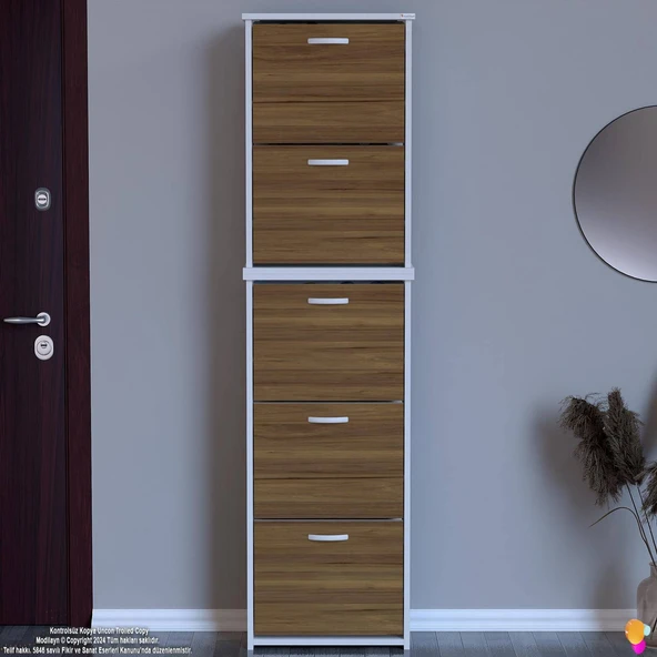 Modilayn VERVE Antre 52x194x26 cm lik 5 Düşer Kapak 10 Göz Bölmeli Ayakkabılık - 4