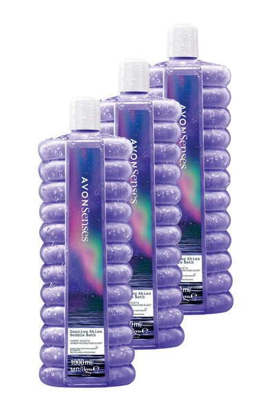 Senses Dancing Skies Menekşe ve Ahududu Kokulu Banyo Köpüğü 1 Lt. Üçlü Set