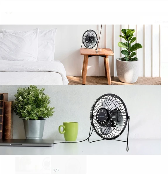 QASUL Usb'li Sessiz Mini Masaüstü Vantilatör  Taşınabilir Tasarım - 3