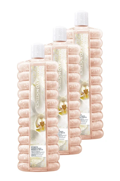Simply Luxurious Beyaz Şeftali ve Vanilya Orkide Kokulu Banyo Köpüğü 1 Lt. Üçlü Set