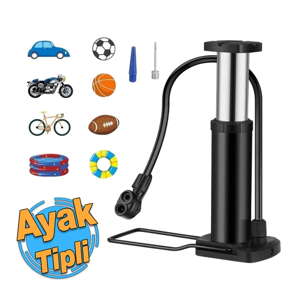 Ayak Tipi Küçük Pompa Tekli Teker Araç Bisiklet Top Bot Lastik Şambrel Şişirme Pompası 1 Adet - 6