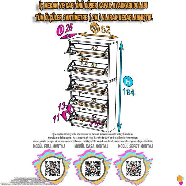 Modilayn VERVE Antre 52x194x26 cm 5 Düşer Kapak 10 Göz Bölmeli Ayakkabılık - 2