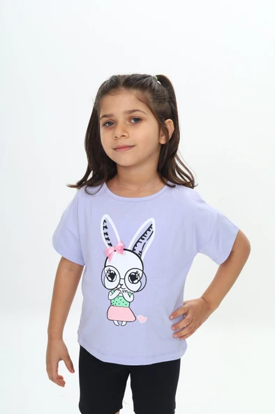 Toontoy Kız Çocuk Tavşan Baskılı Tişört - 9