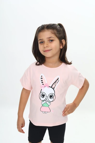 Toontoy Kız Çocuk Tavşan Baskılı Tişört - 4