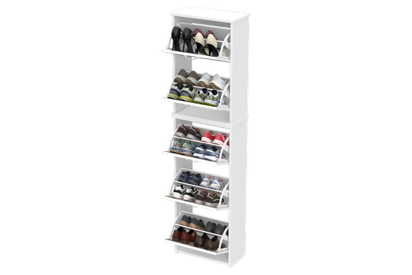 Modilayn VERVE Antre 52x194x26 cm 5 Düşer Kapak 10 Göz Bölmeli Ayakkabılık - 6