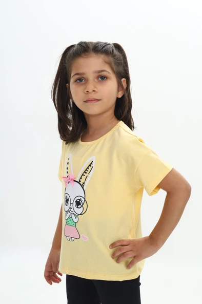 Toontoy Kız Çocuk Tavşan Baskılı Tişört - 2