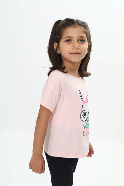 Toontoy Kız Çocuk Tavşan Baskılı Tişört - 6