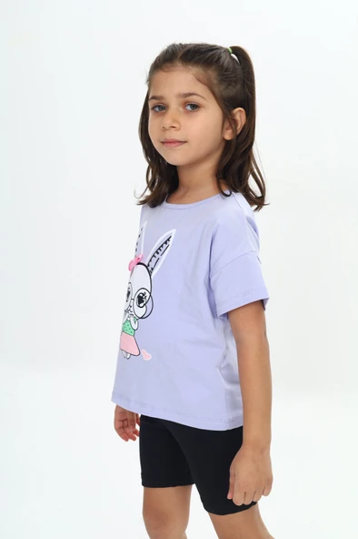 Toontoy Kız Çocuk Tavşan Baskılı Tişört - 11