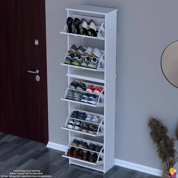 Modilayn VERVE Antre 52x194x26 cm 5 Düşer Kapak 10 Göz Bölmeli Ayakkabılık - 4