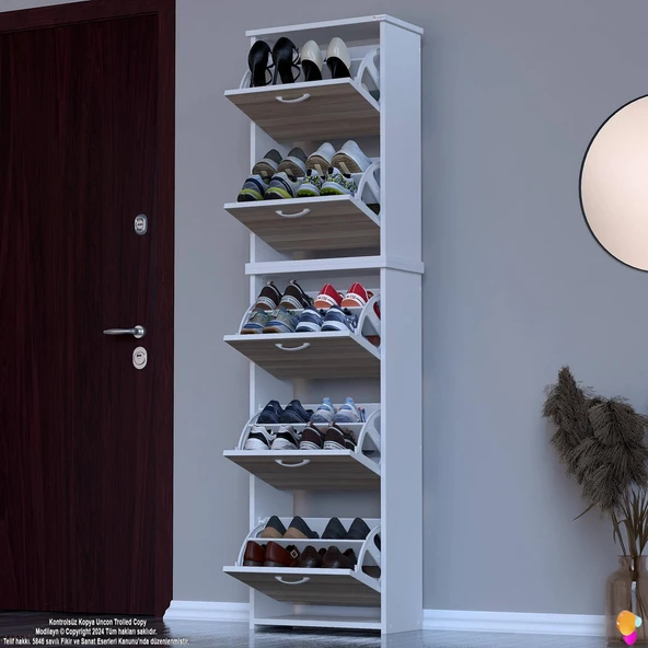 Modilayn VERVE Antre 52x194x26 cm 5 Düşer Kapak 10 Göz Bölmeli Ayakkabılık