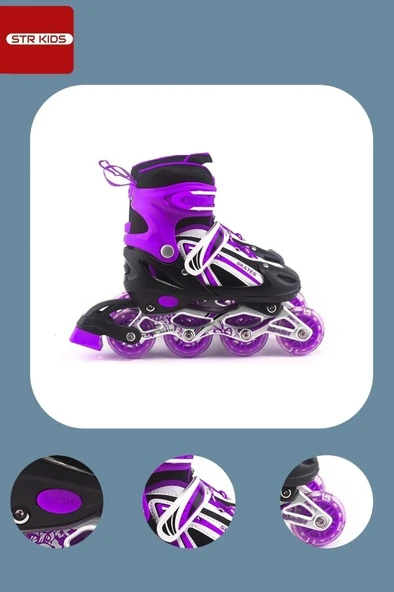 Mor Silikon Tekerli Ayarlanabilir Işıklı Paten S 31-34 HP8136