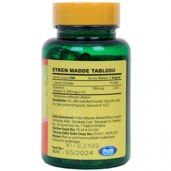 Vitapol E Vitamini 400 Iu 268 Mg 2x100 Kapsül Vitamin E - 3