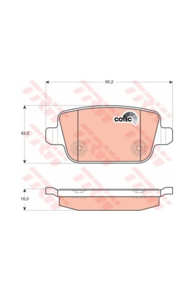 TRW GDB1708 Yan Sanayi Arc000 Fren Balatası (arka) ürün görseli 1