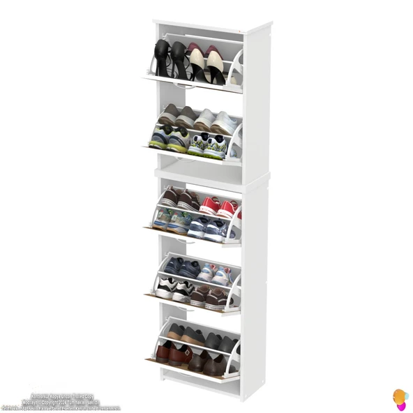 Modilayn VERVE Antre 52x194x26 cm 5 Düşer Kapak 10 Göz Bölme Ayakkabılık - 5