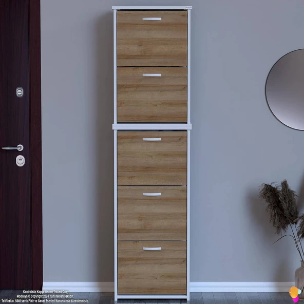 Modilayn VERVE Antre 52x194x26 cm 5 Düşer Kapak 10 Göz Bölme Ayakkabılık - 3