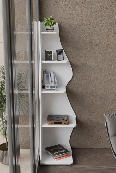 Wave 5 Raflı Dekoratif Kitaplık Dosya Rafı 180 Cm Kitaplık - 2